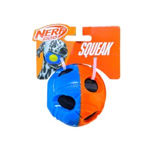 Nerf Dog Pelota Squeak (Azul-Naranja) 3in