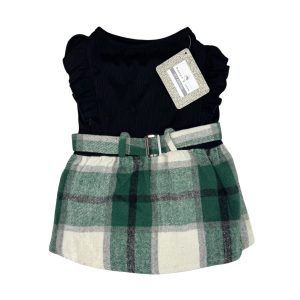 Vestido vuelos falda cuadros verde B&J (Negro-Verde)